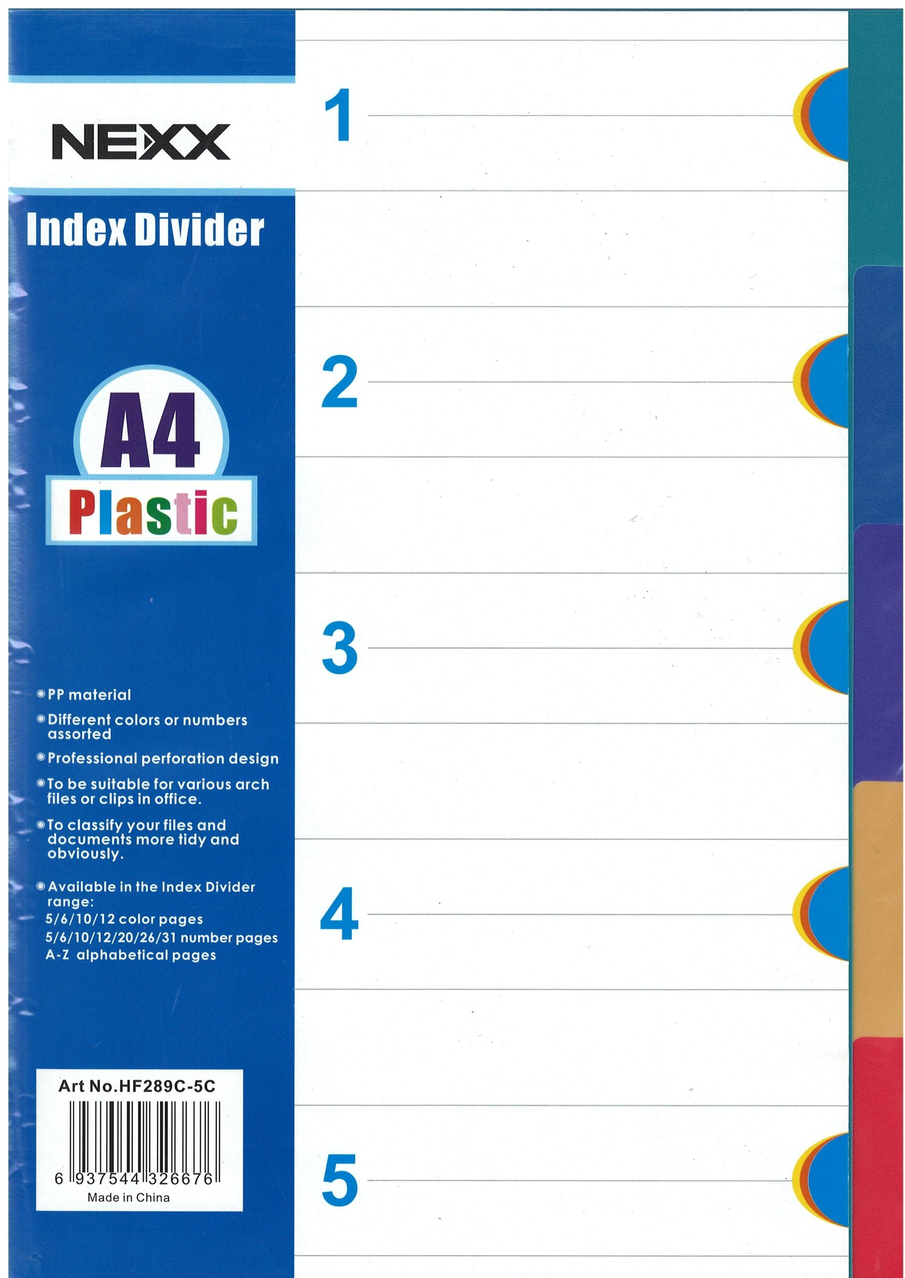 A4 Index 10 Tab PVC Divider (Colour)