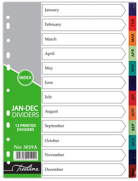 A4 PVC Divider Index (January - December)