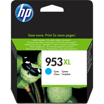 HP 953XL High Yield Cyan Original Ink Cartridge (F6U16AE)