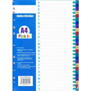 A4 PVC Divider Index (A-Z)