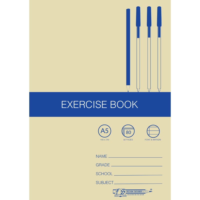 Exercise Book - A5, 48 Page 17mm F&amp;M Ruled (5 Pack)