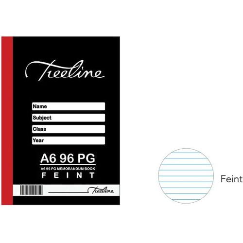 A6  Hard Cover Feint and Margin Memo Book (96 Pages)