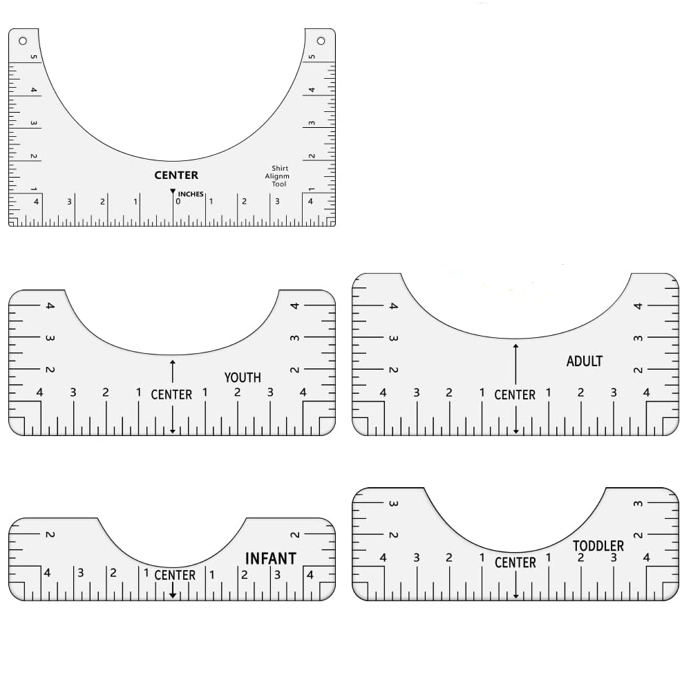 Shirt Ruler Guide Alignment Tool - 5 Piece set