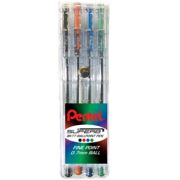 Pentel Superb Ballpoint Pens - Wallet of 4