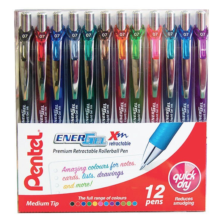 Pentel Energel Retractable Pens 0.7mm BL77 - Wallet of 12