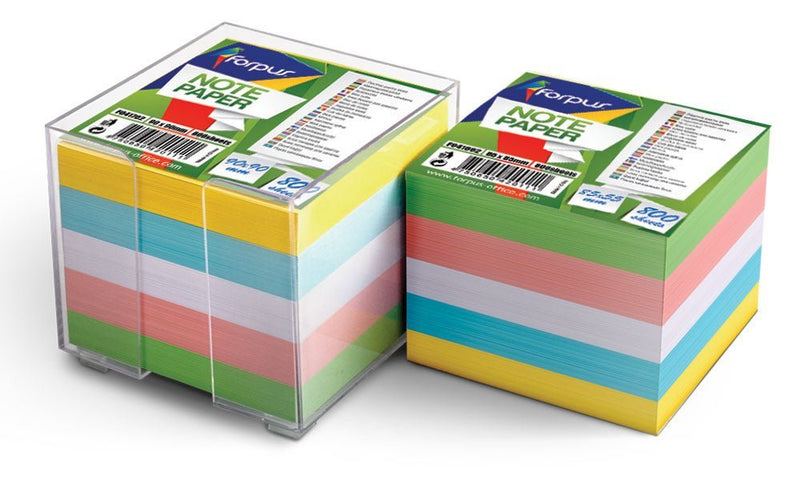 Note paper 800 sheets in plastic box assorted colours - 85mm x 85mm