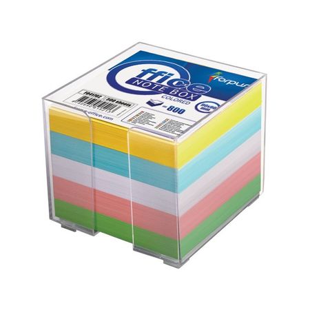 Note paper 800 sheets in plastic box assorted colours - 85mm x 85mm