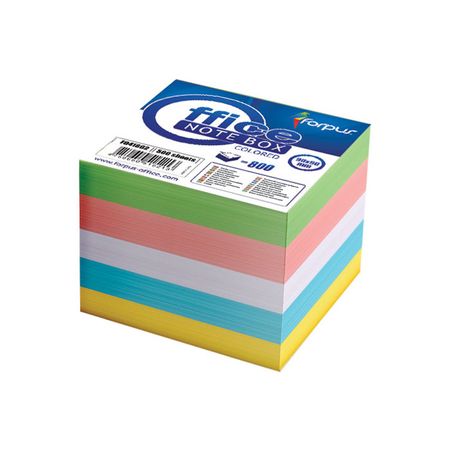 Note paper 800 sheets in plastic box assorted colours - 85mm x 85mm