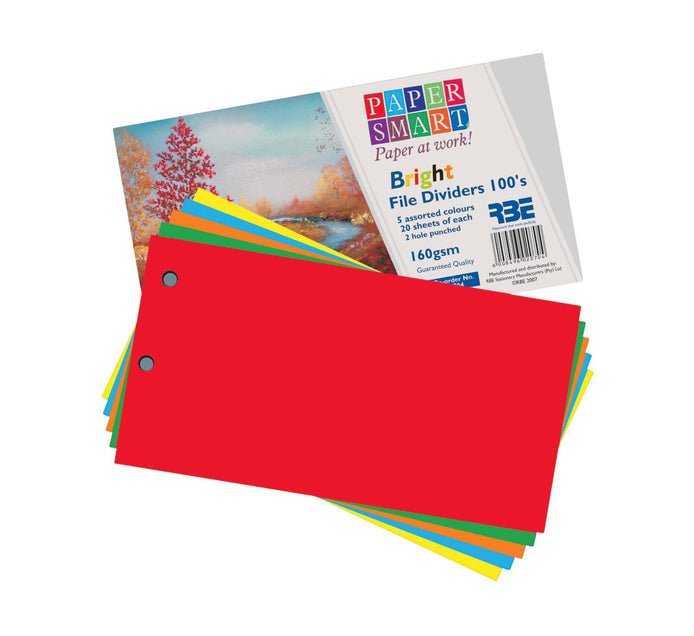 FILE DIVIDERS BRIGHT 5 COLOUR 100'S