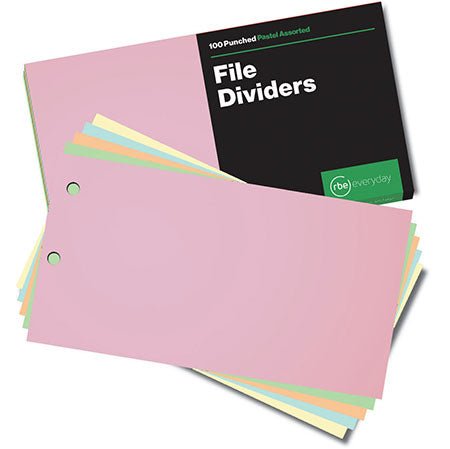 FILE DIVIDERS PASTEL 5 COLOUR 100'S