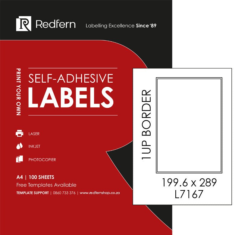 Redfern Self Adhesive Labels 1UP (100 Sheets)