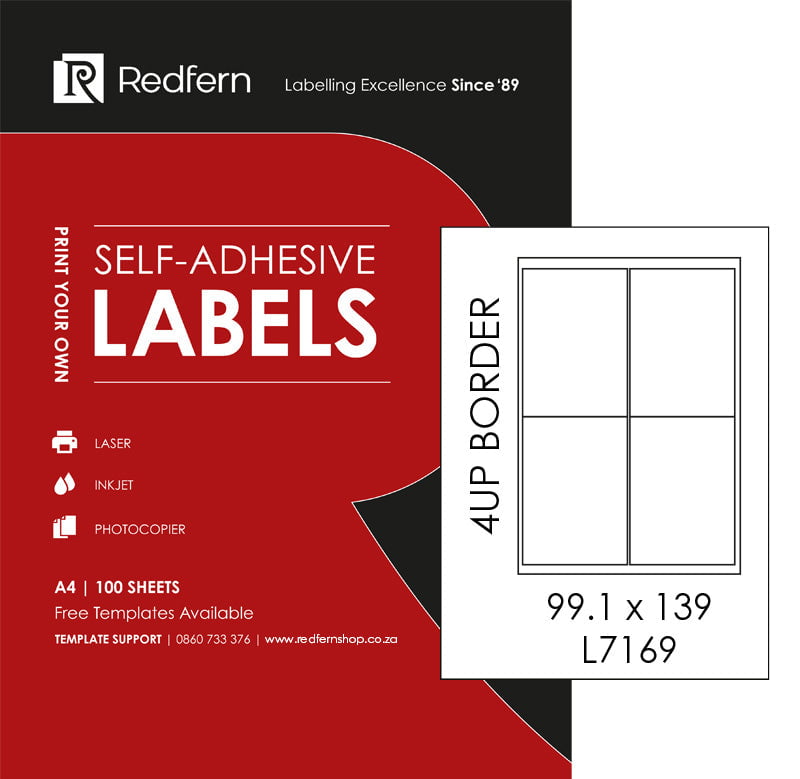 Redfern White Laser Label 4UP - 139 x 99.1mm (100 Sheets)