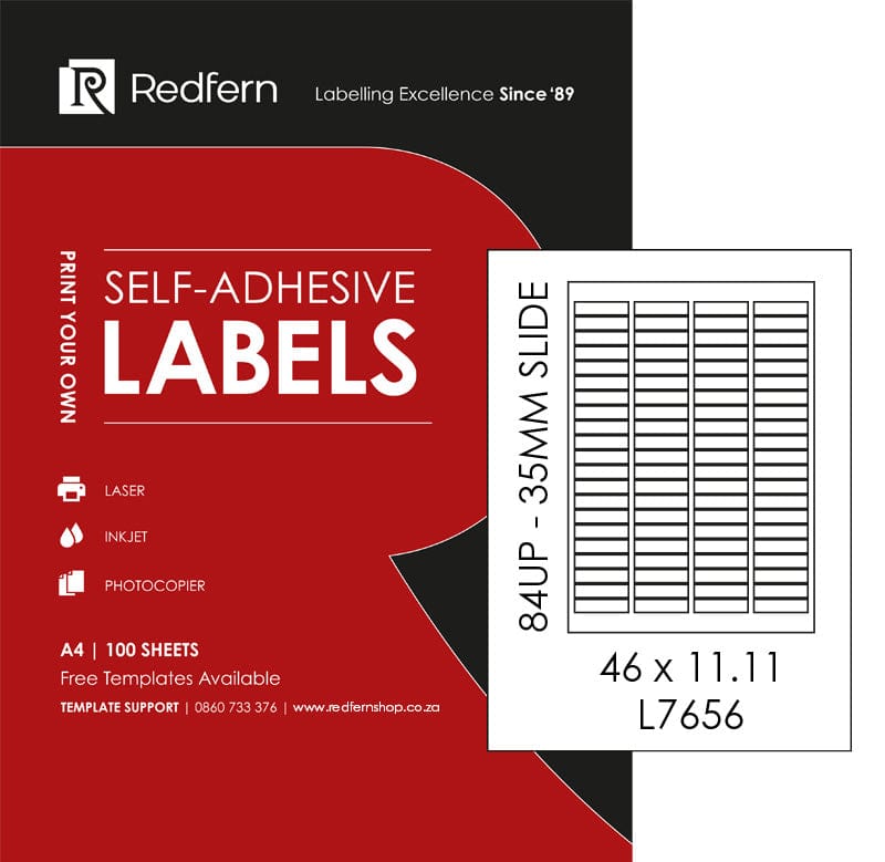 White Laser Label Slide 46 x 11.1mm 84UP