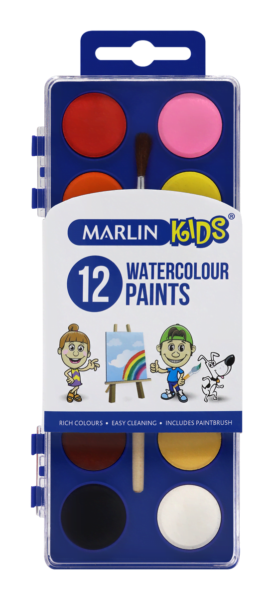 Marlin Kids Watercolour Paint - 12 Colours