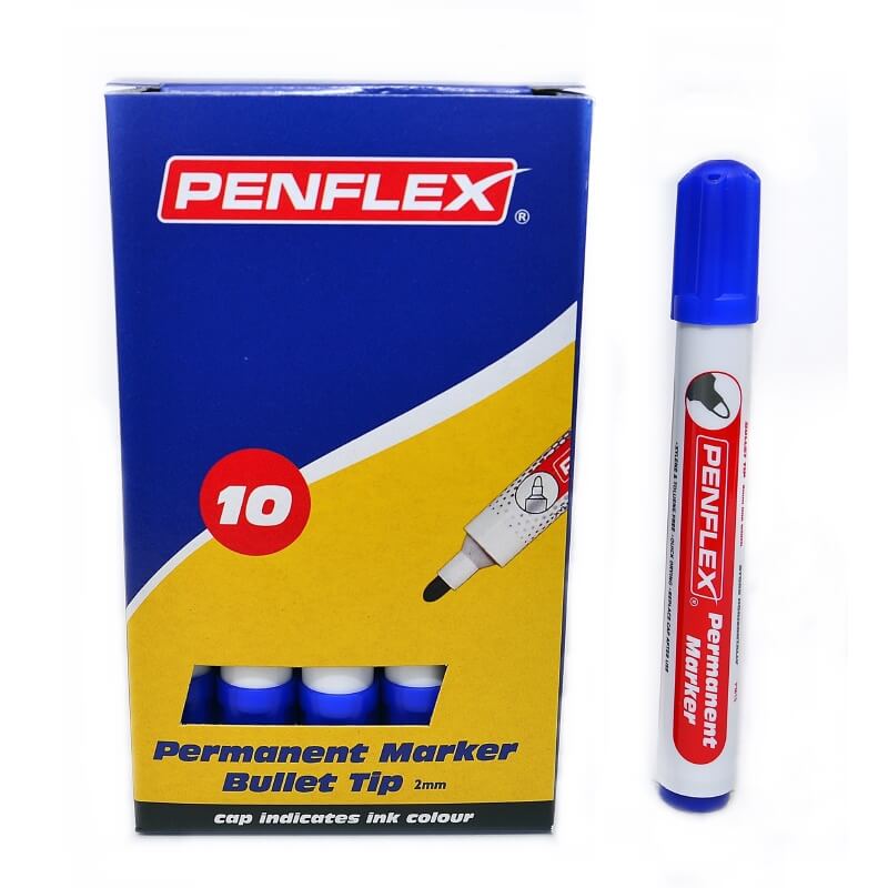 Penflex Blue Permanent Marker (Bullet Tip) (Box of 10)