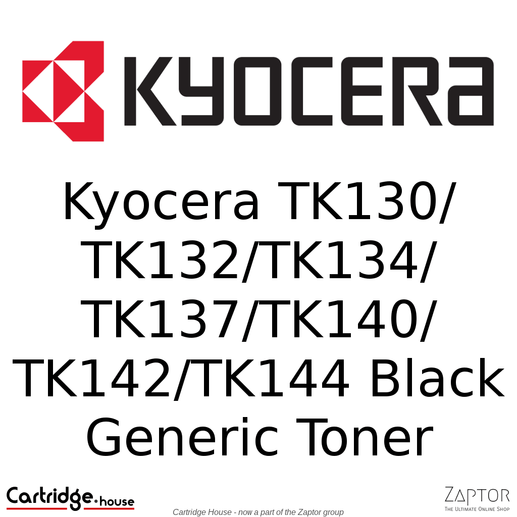 Kyocera TK-130, TK-132, TK-134, TK-137, TK-140, TK-142, TK-144 Black Compatible Toner Cartridge - Alternate Brand