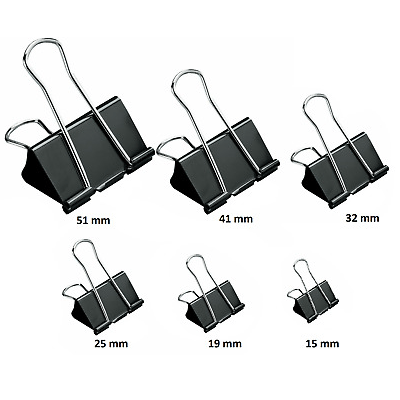 25mm Foldback Binder Clips - 12 Pcs