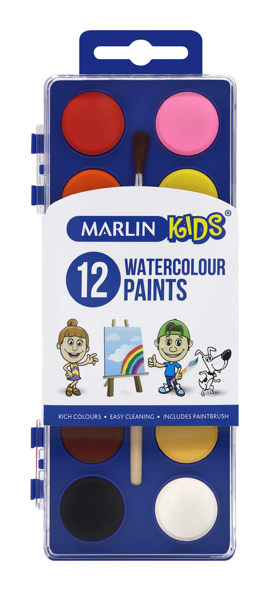 2324136000002814490.png Marlin Kids Watercolour Paint - 12 Colours - Image 1