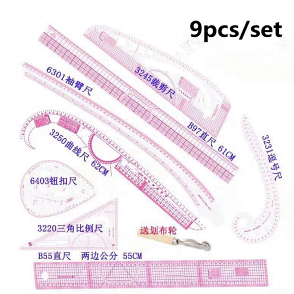 Dressmaker Curve Ruler Set Plastic  9pcs