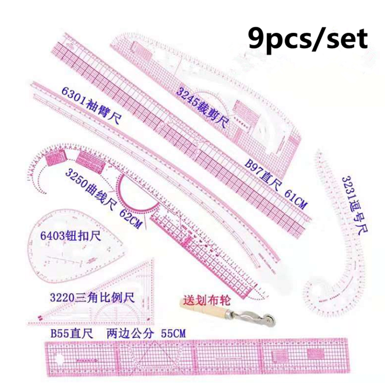 2324136000004798069.png Dressmaker Curve Ruler Set Plastic  9pcs - Image 1