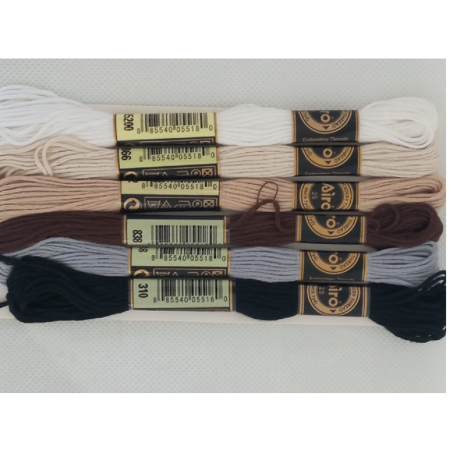 6-skein-natural.png 6 Skeins Embroidery Thread Natural  Shades - Image 1