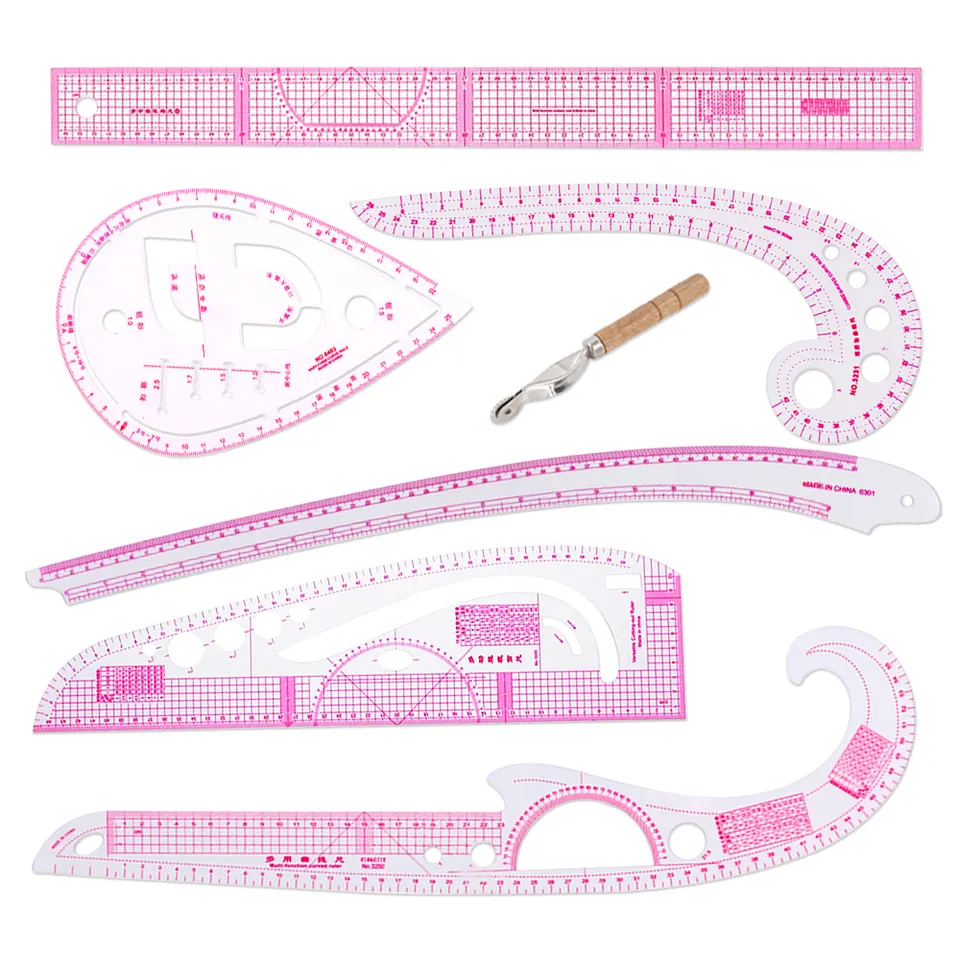 7-piece-ruler-set.png 7 Piece French Curve Ruler Set-  Metric - Image 1