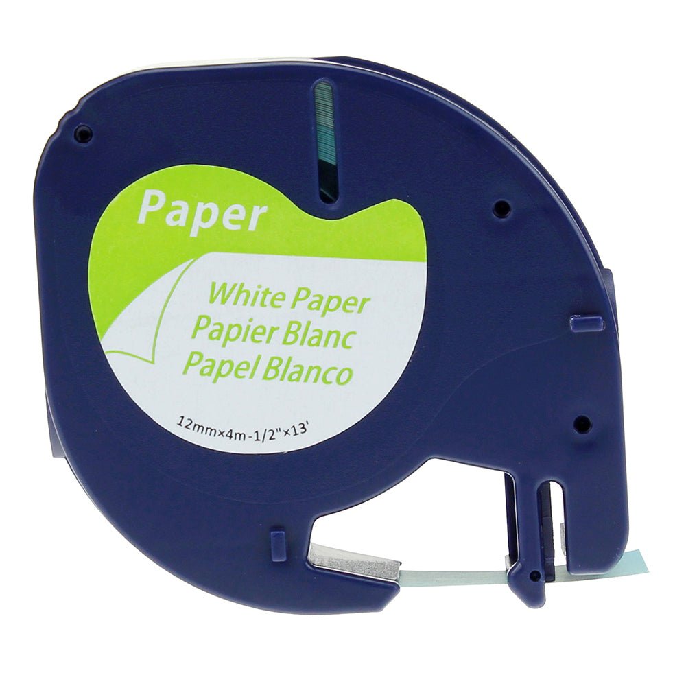 91200.jpg DYMO Compatible LetraTag LT-91200 Paper Label Tape – 12mm*4m/Black on White - Image 1