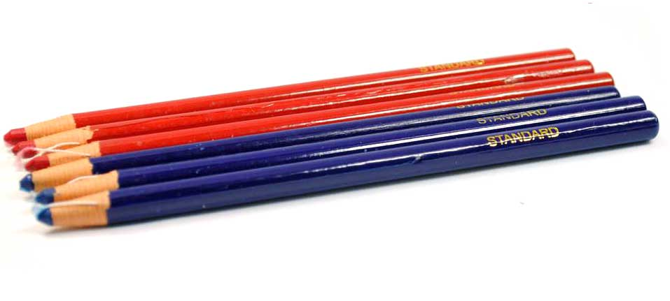 Blue-red-self-sharpening-pencil.png Self Sharpening Tailors Pencil - Image 1