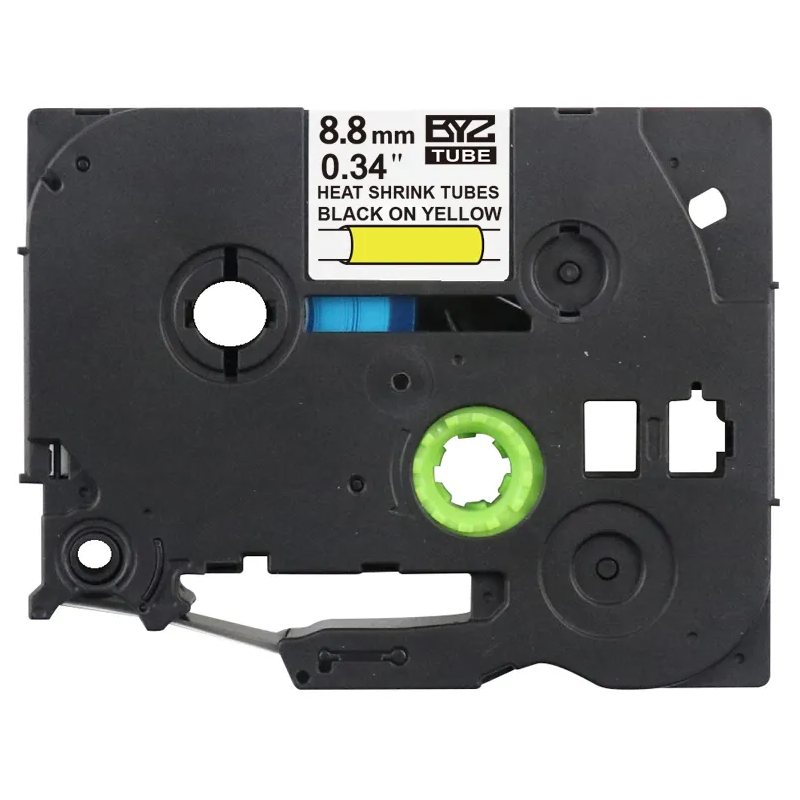 HSe-621.png Brother Compatible Heat Shrink Tube Label - HSe-621 - 9mm Wide x 1.5m Long - Black on Yellow - Image 1