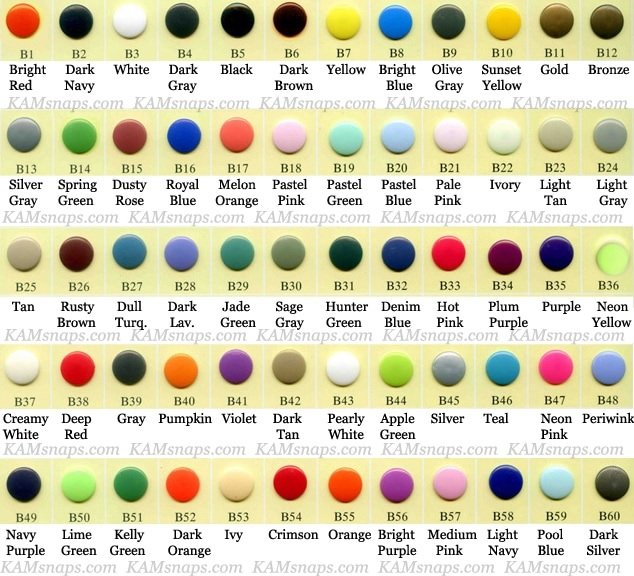 Kam-Snap-Colour-chart.jpg Kam Snaps-12.4MM - Image 1