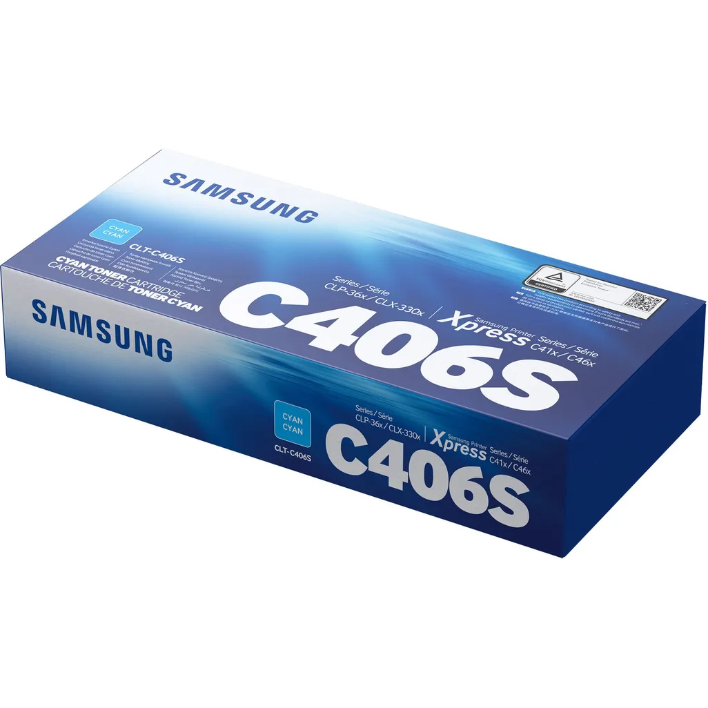 O-S-CLT-C406S-C.png Samsung CLT-C406S Cyan Original Toner Cartridge (ST986A) - Image 1