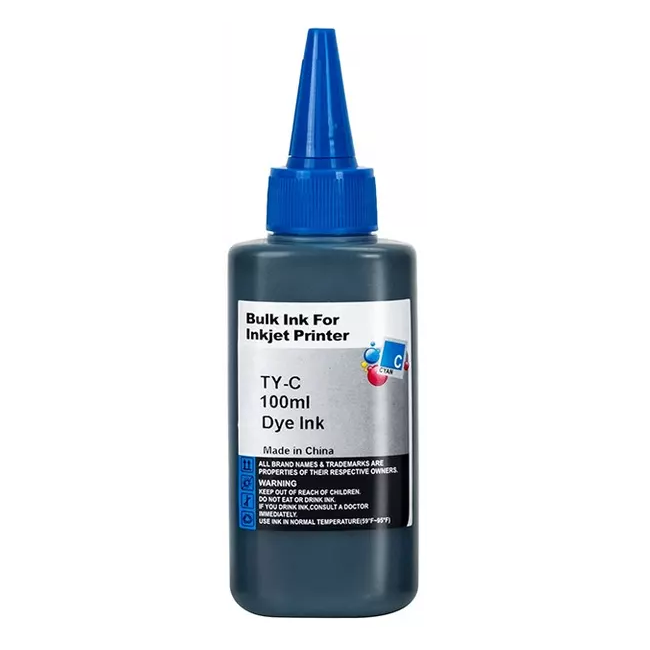 P-100ml-C-1.png 100ml Universal Dye Based Bottled Ink - Print-Tank Brand - Cyan - Image 1