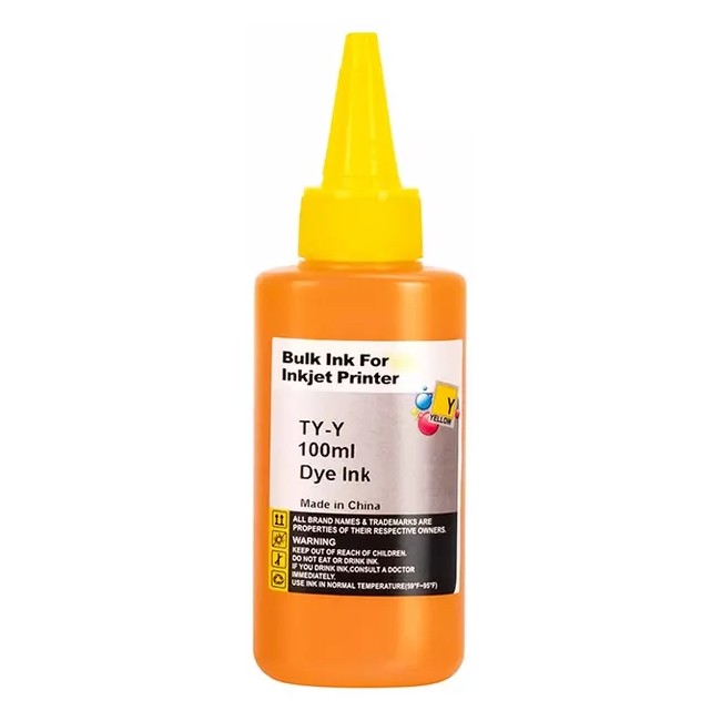 P-100ml-Y-1.png 100ml Universal Dye Based Bottled Ink - Print-Tank Brand - Yellow - Image 1
