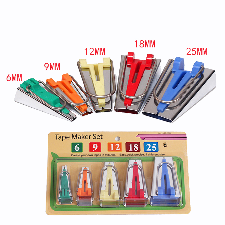 biastapemaker1.png Bias Tape Maker Set 5 sizes DIY Quilting Tools Kit - Image 1