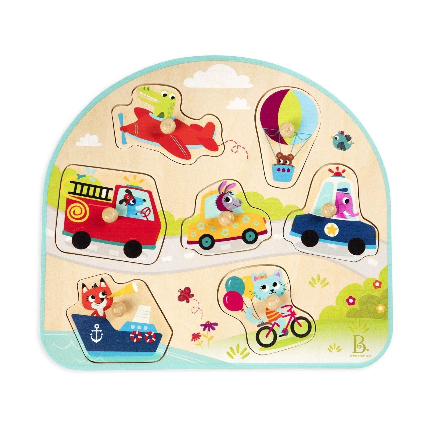 B  Toys Vehicles On The Go  Wooden Peg Puzzle - Image 1