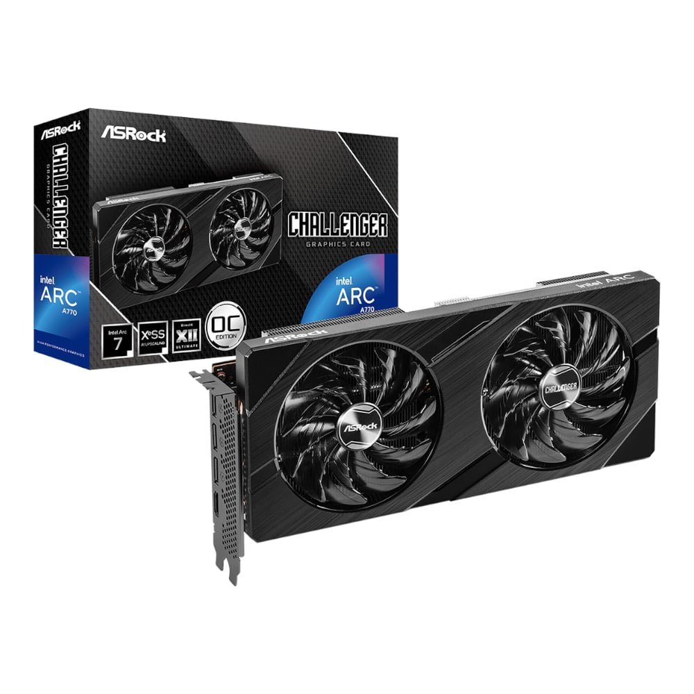 90-GA57ZZ-00UANF_wr_01a ASRock Intel Arc A770 Challenger OC 16GB GDDR6 256-BIT Graphics Card - Image 1