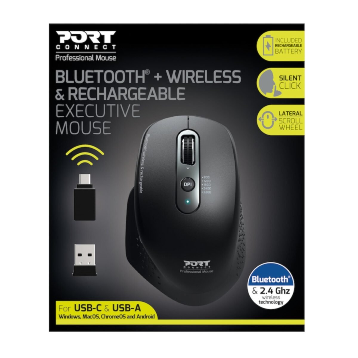 900716_Port-Connect-Wireless-Rechargeable-Executive-Bluetooth-Mouse_wr_01 Port Connect Bluetooth Wireless and Rechargeable Executive Mouse - Black - Image 4