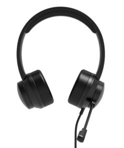 Port Connect USB Headset 1.8m Cable with Mic and Padded/Soft Cushions Black