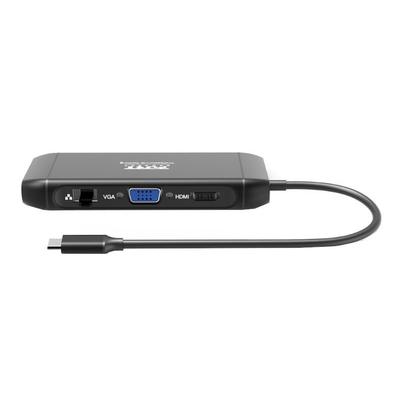 901913_wr_01 Port USB Type-C 4 x USB3.1|1 x Aux|Micro+SD Card Reader|1 x RJ45|1 x HDMI|1 x VGA|1 x Type-C PD Dock 100W - Black - Image 1