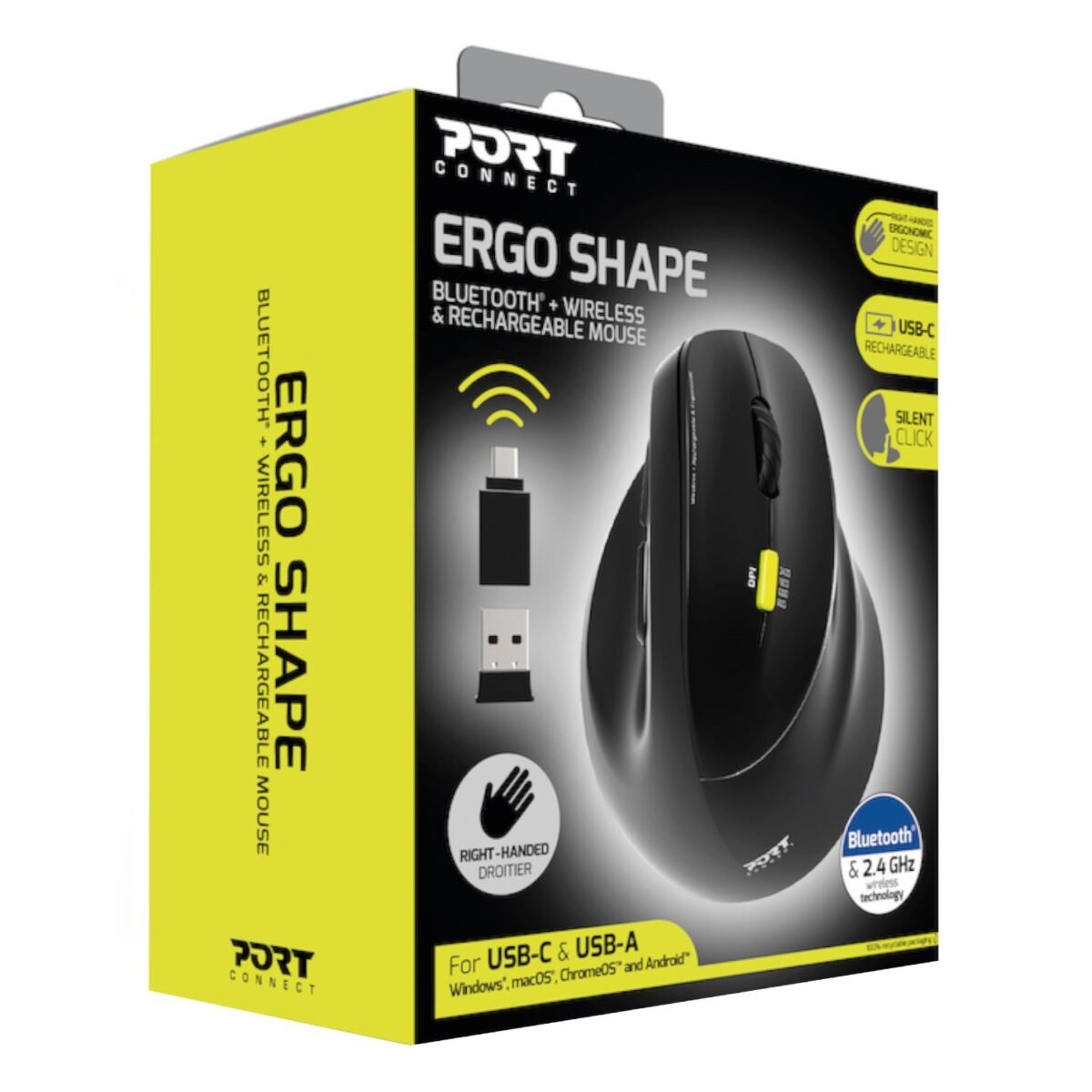 910007_.PORT-MOUSE-ERGO-RECHARGEABLE-BT-RIGHT_wr_01 Port Connect Ergo Shape Bluetooth Rechargeable Mouse - Image 7