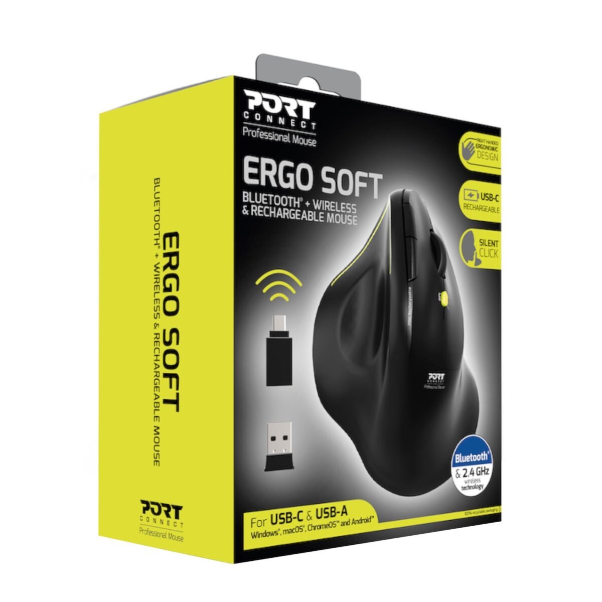 910200_PORT-MOUSE-ERGONOMIC-REACHARGE-BT-ERGO-B_wr_02 Port Connect 2.4GHz Wireless ERGO SOFT Bluetooth Rechargeable Mouse - Image 3