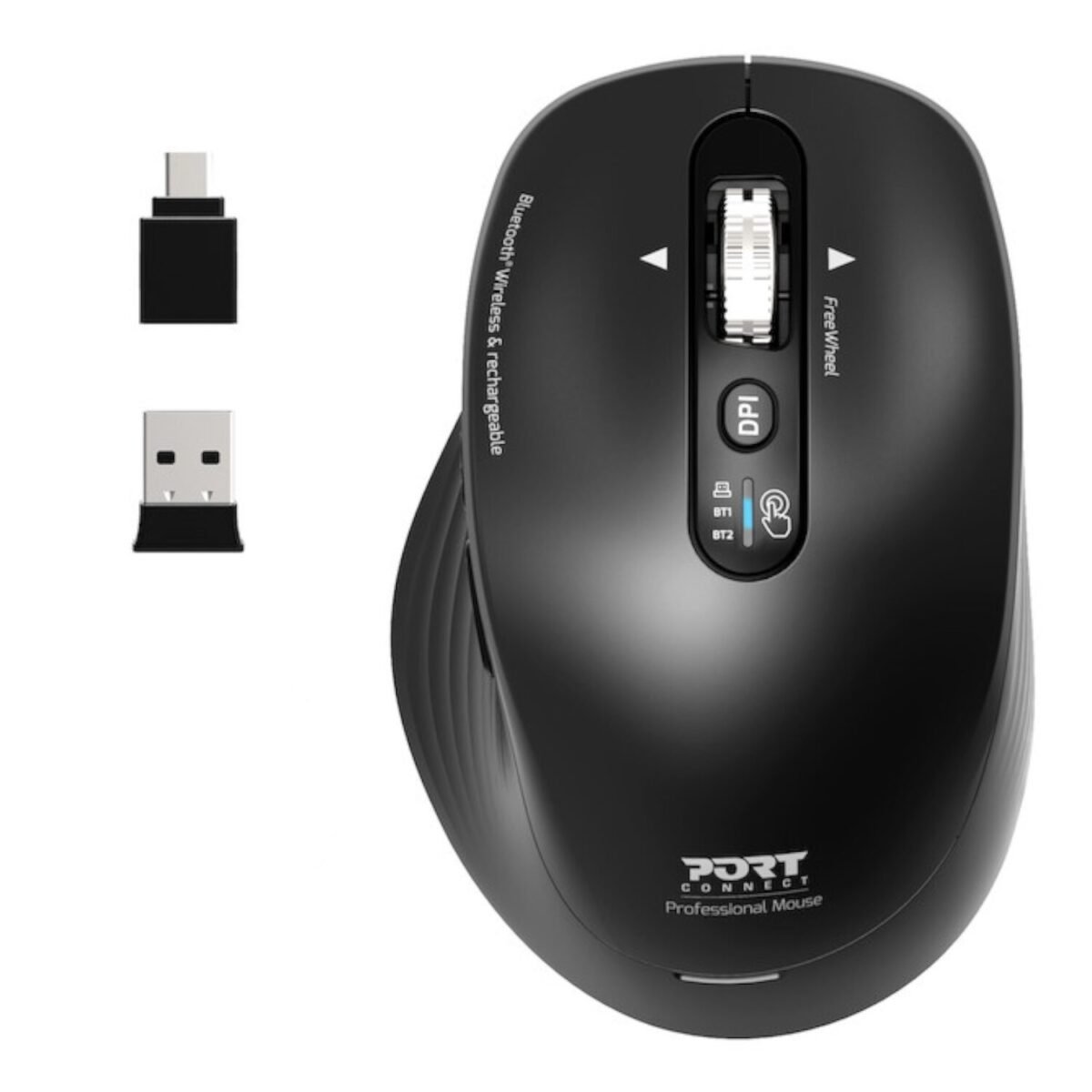 910202-WR-02 Port Connect Business 2.4GHz Rechargeable Bluetooth Wireless Mouse - Black - Image 1