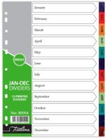 A4 PVC Divider Index  January - December