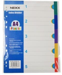 A4 PVC Divider Index 5 Tab  Colour