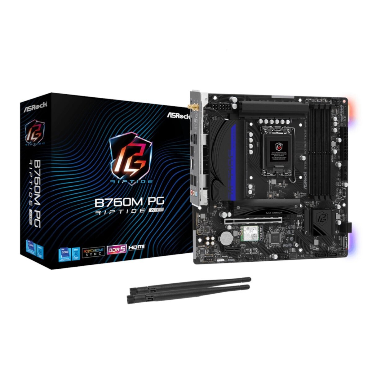 B760M-PGRIPTIDEWIFI_ASROCK-B760M-PG-RIPTIDE-WIFI-LGA1700-M-A_wr_01 ASRock B760M PG Riptide Wi-Fi Intel LGA1700 Micro-ATX Motherboard - Image 1