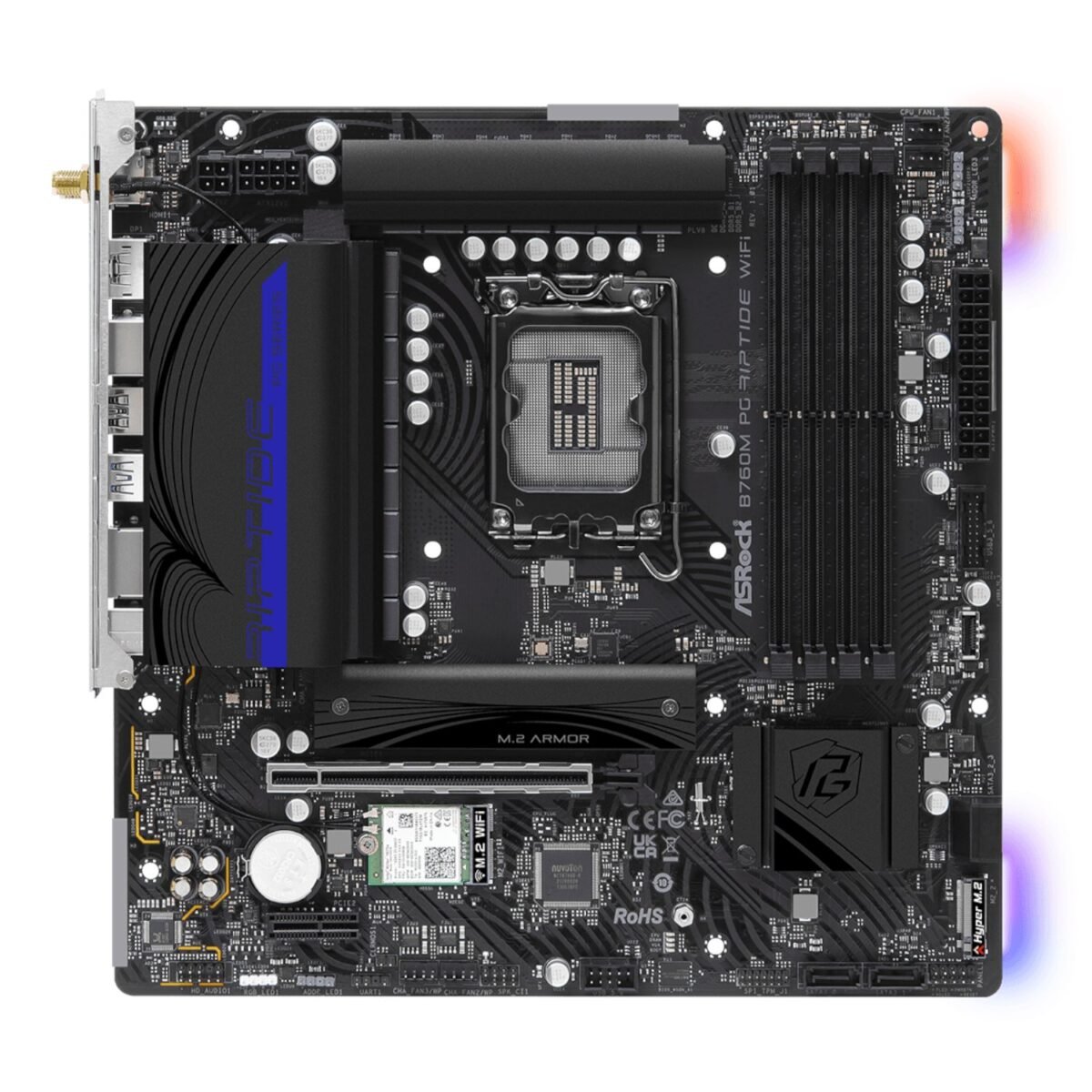 B760M-PGRIPTIDEWIFI_ASROCK-B760M-PG-RIPTIDE-WIFI-LGA1700-M-A_wr_03 ASRock B760M PG Riptide Wi-Fi Intel LGA1700 Micro-ATX Motherboard - Image 2