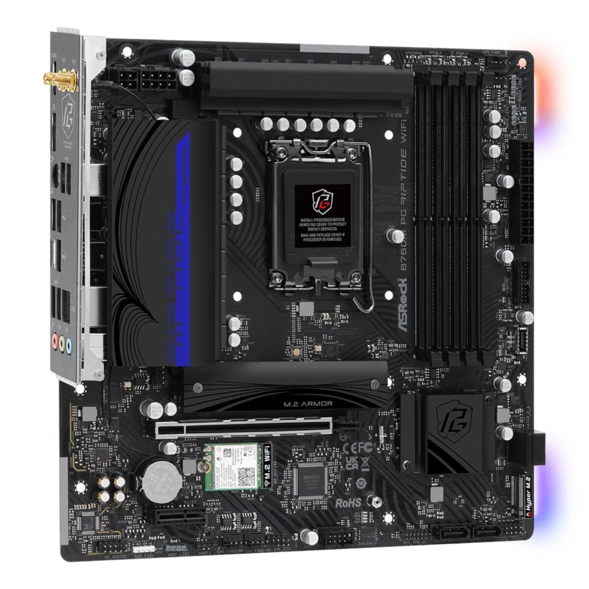 B760M-PGRIPTIDEWIFI_ASROCK-B760M-PG-RIPTIDE-WIFI-LGA1700-M-A_wr_05 ASRock B760M PG Riptide Wi-Fi Intel LGA1700 Micro-ATX Motherboard - Image 4