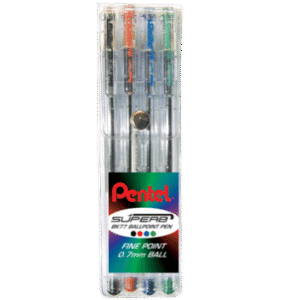 Pentel Superb Ballpoint Pens - Wallet of 4