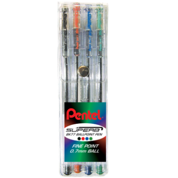 Pentel Superb Ballpoint Pens - Wallet of 4