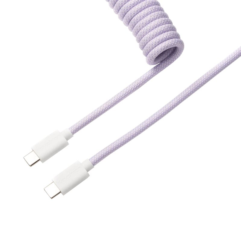 CAB-17_wr_01 Keychron Coiled Aviator Cable - Light Purple/Straight - Image 1